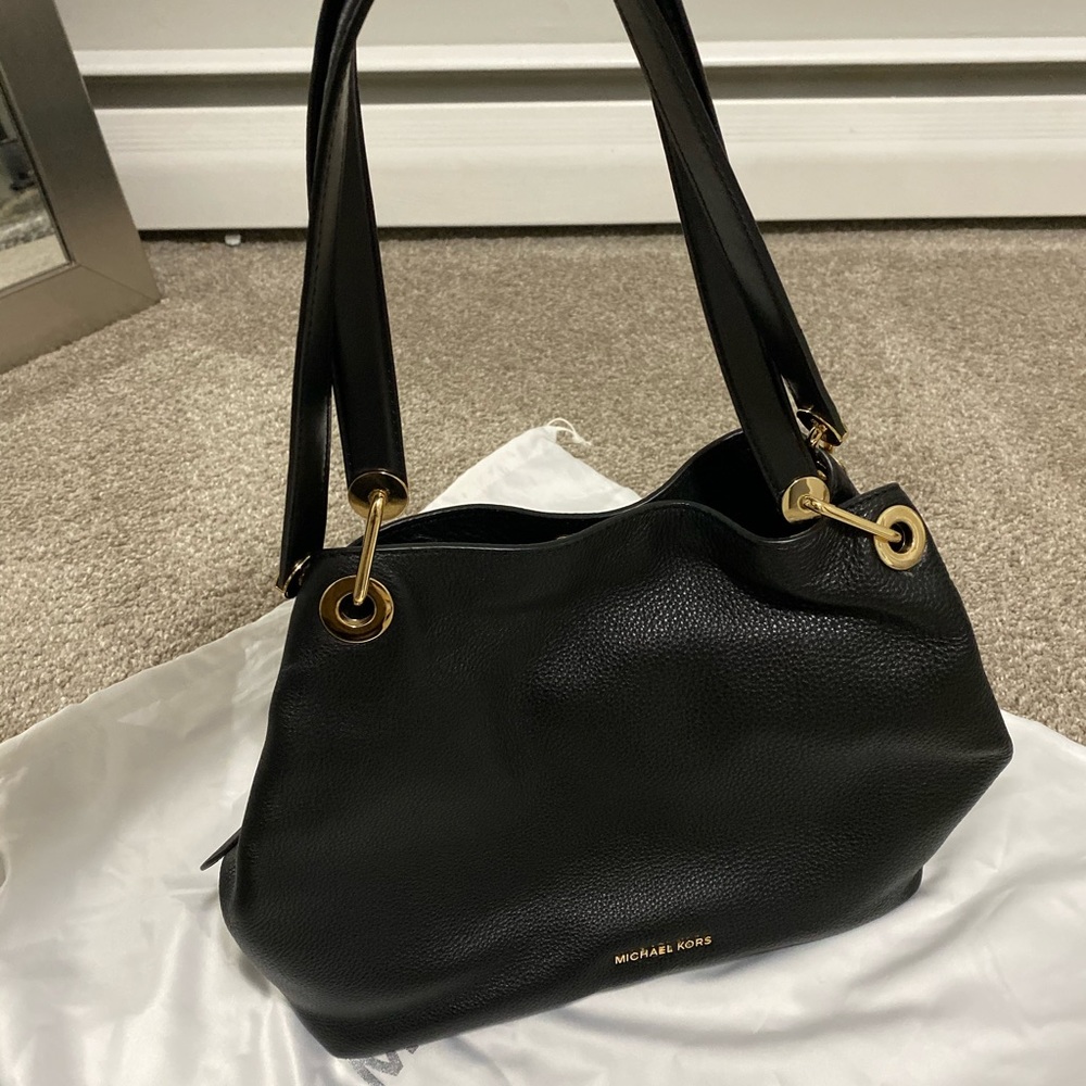 Michael Kors Black Pebbled Leather Shoulder Bag